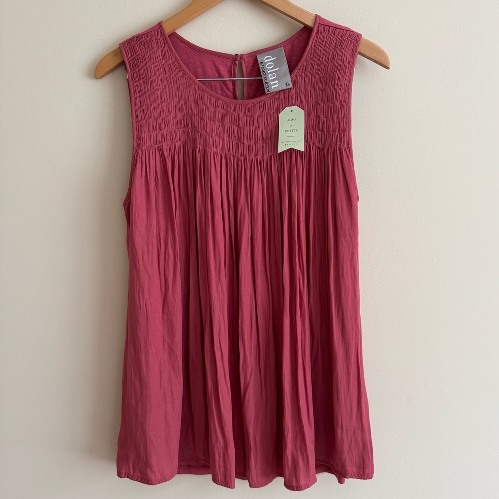 NWT Anthropologie Dolan Left Coast Smocked Swing Sleeveless Blouse Tank XL
